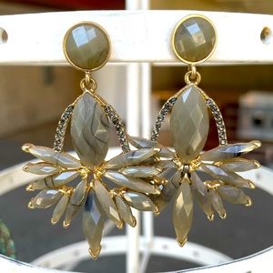 Grey and Gold Statement Earrings